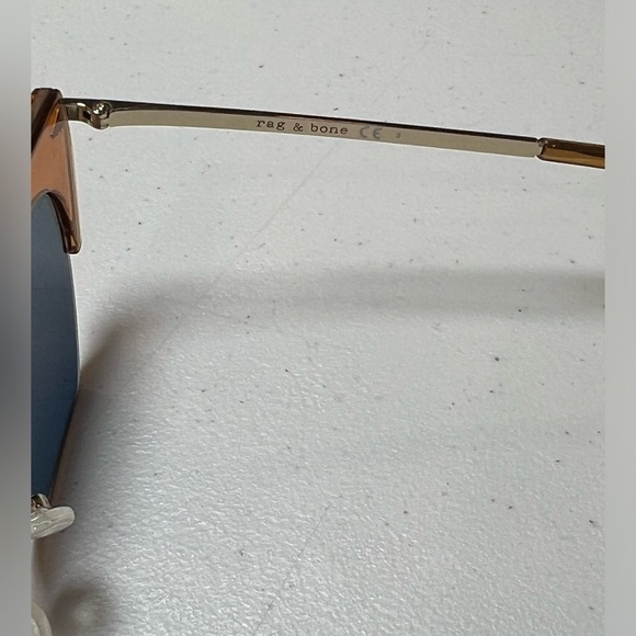 Rag & Bone Del Ray Geometric Orange Gold SOLD OUT Rimless Sunglasses - Picture 3 of 11